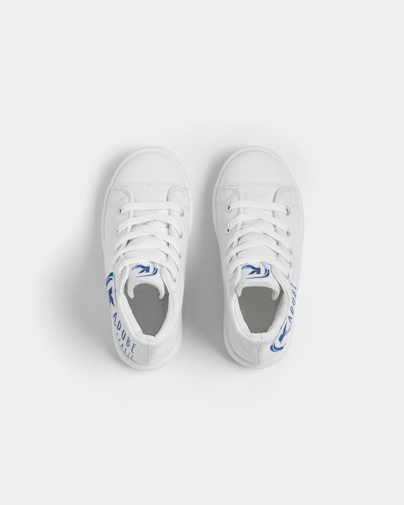 Exclusive Kadobe Abstract Blue Boxes Logo Kids High-Top Canvas Shoe