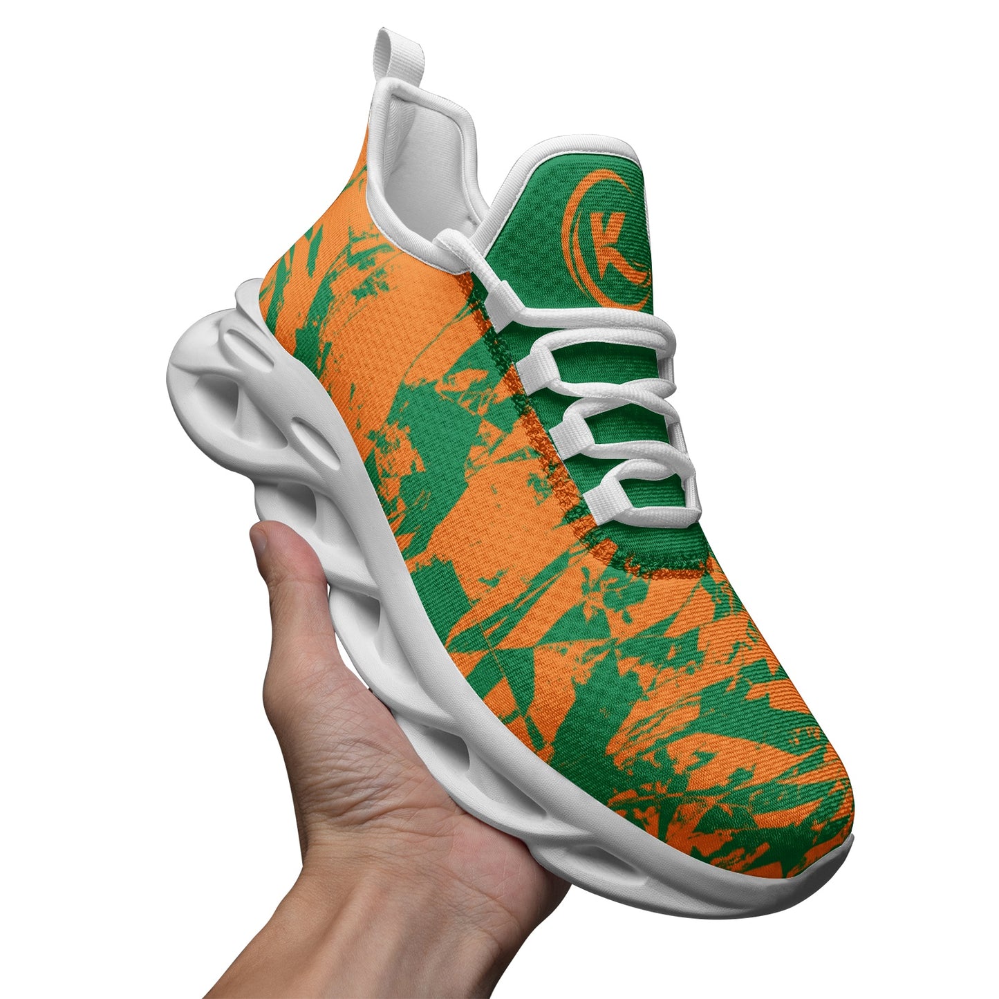 Kadobe Morpheus Orange/Green Unisex Bounce Mesh Knit Sneakers