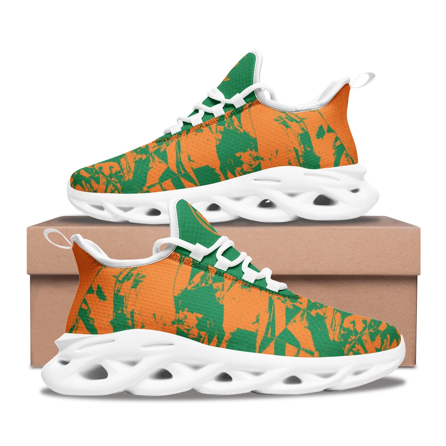 Kadobe Morpheus Orange/Green Unisex Bounce Mesh Knit Sneakers