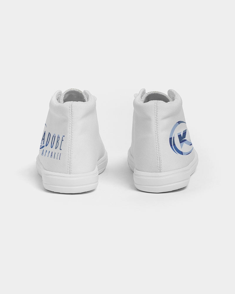 Exclusive Kadobe Abstract Blue Boxes Logo Kids High-Top Canvas Shoe