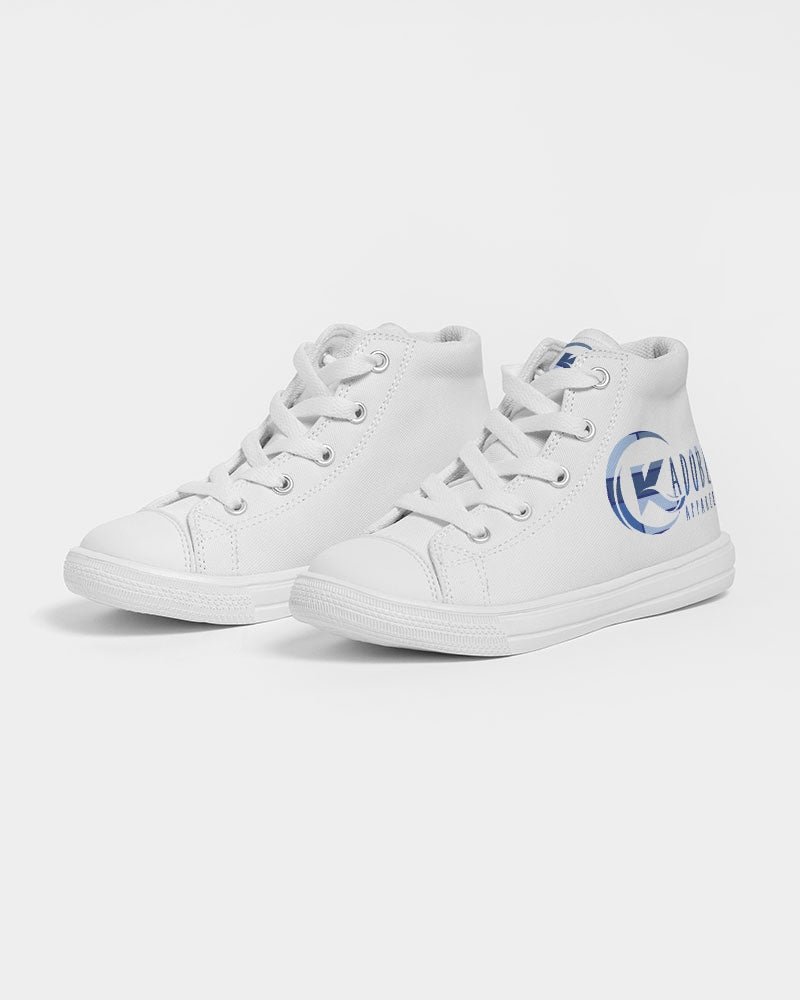 Exclusive Kadobe Abstract Blue Boxes Logo Kids High-Top Canvas Shoe