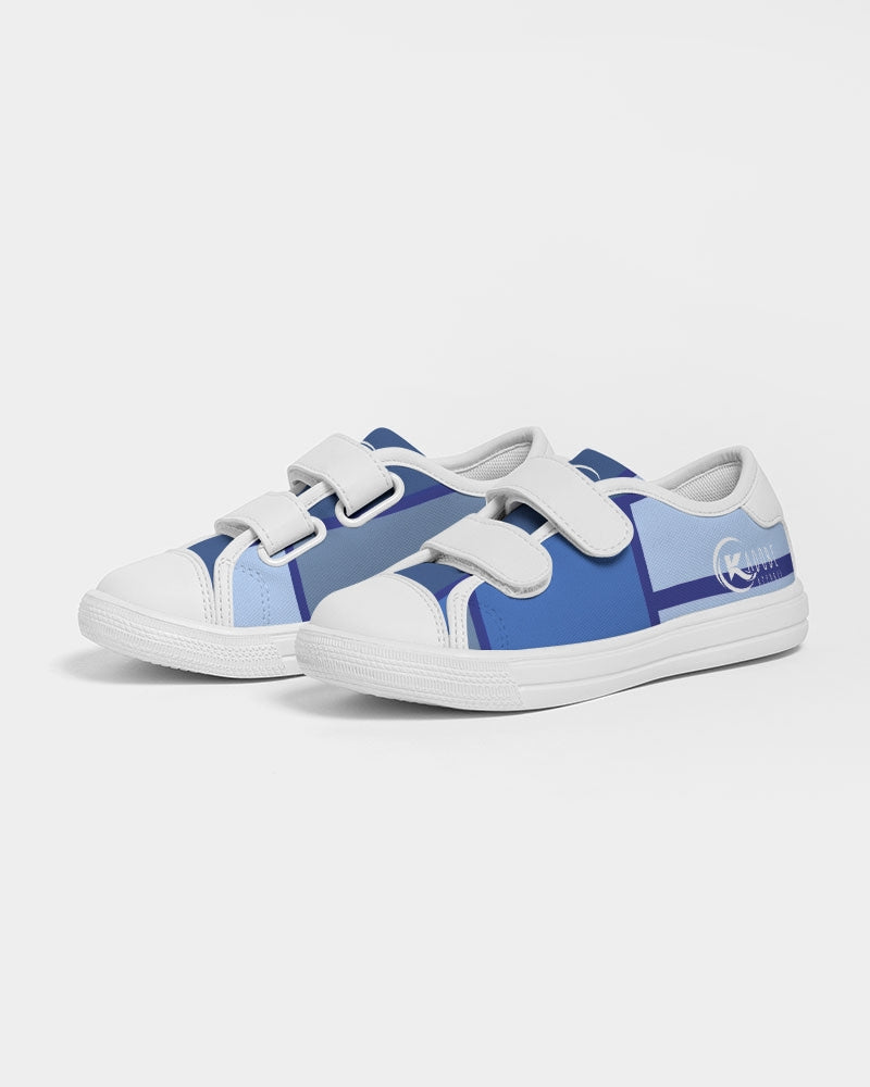 Exclusive Kadobe Abstract Blue Boxes Kids Velcro Sneaker