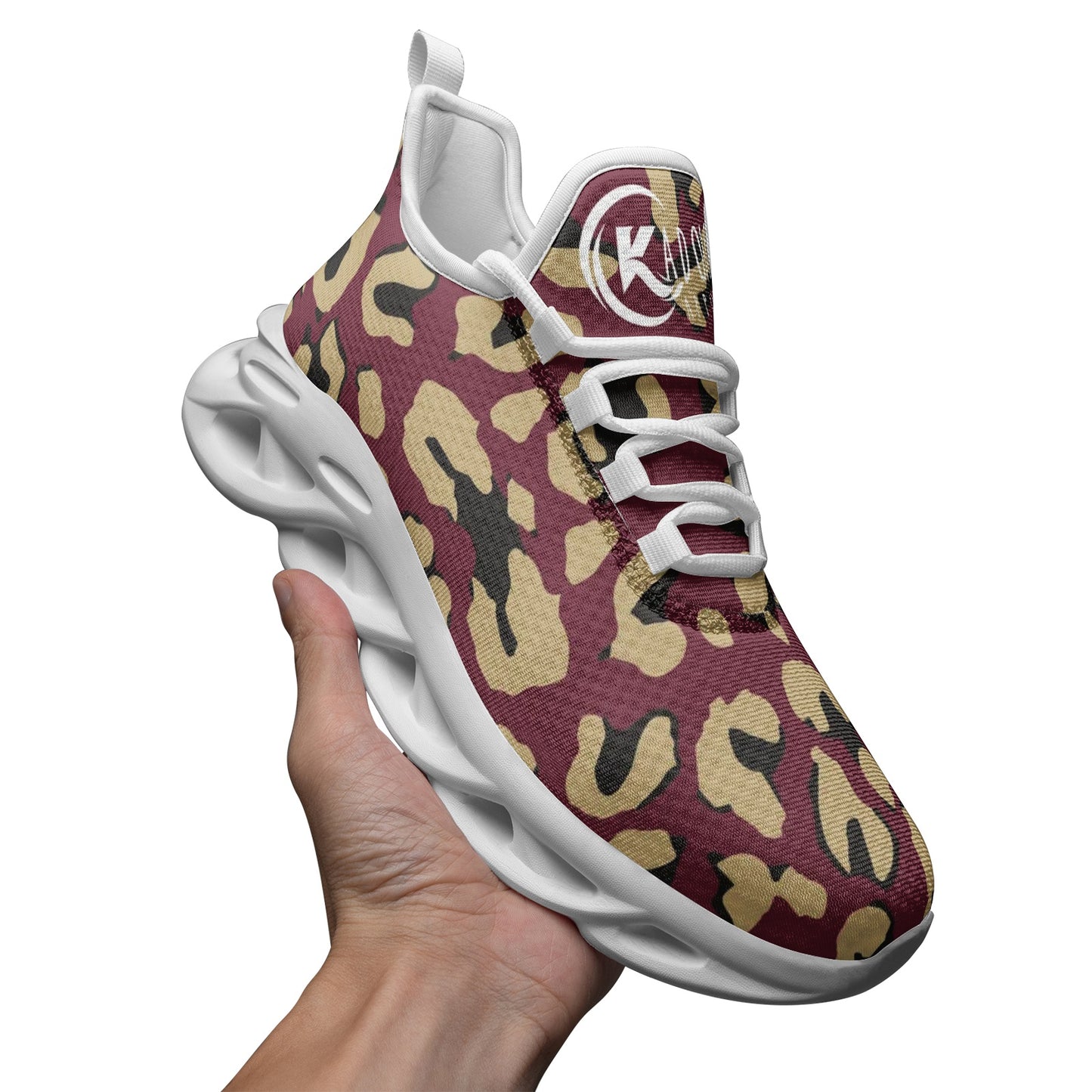 Kadobe Unisex Leopard Garnet Bounce Mesh Knit Sneakers