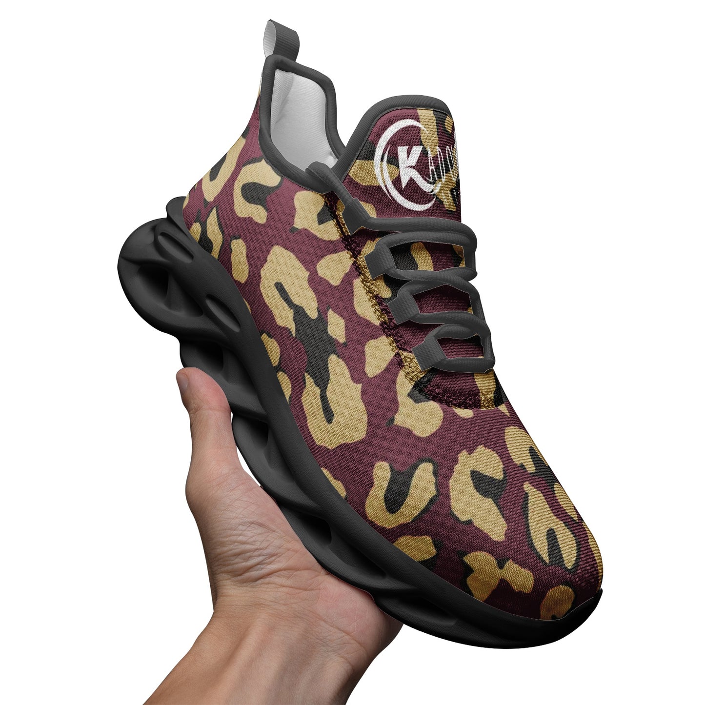 Kadobe Unisex Leopard Garnet Bounce Mesh Knit Sneakers