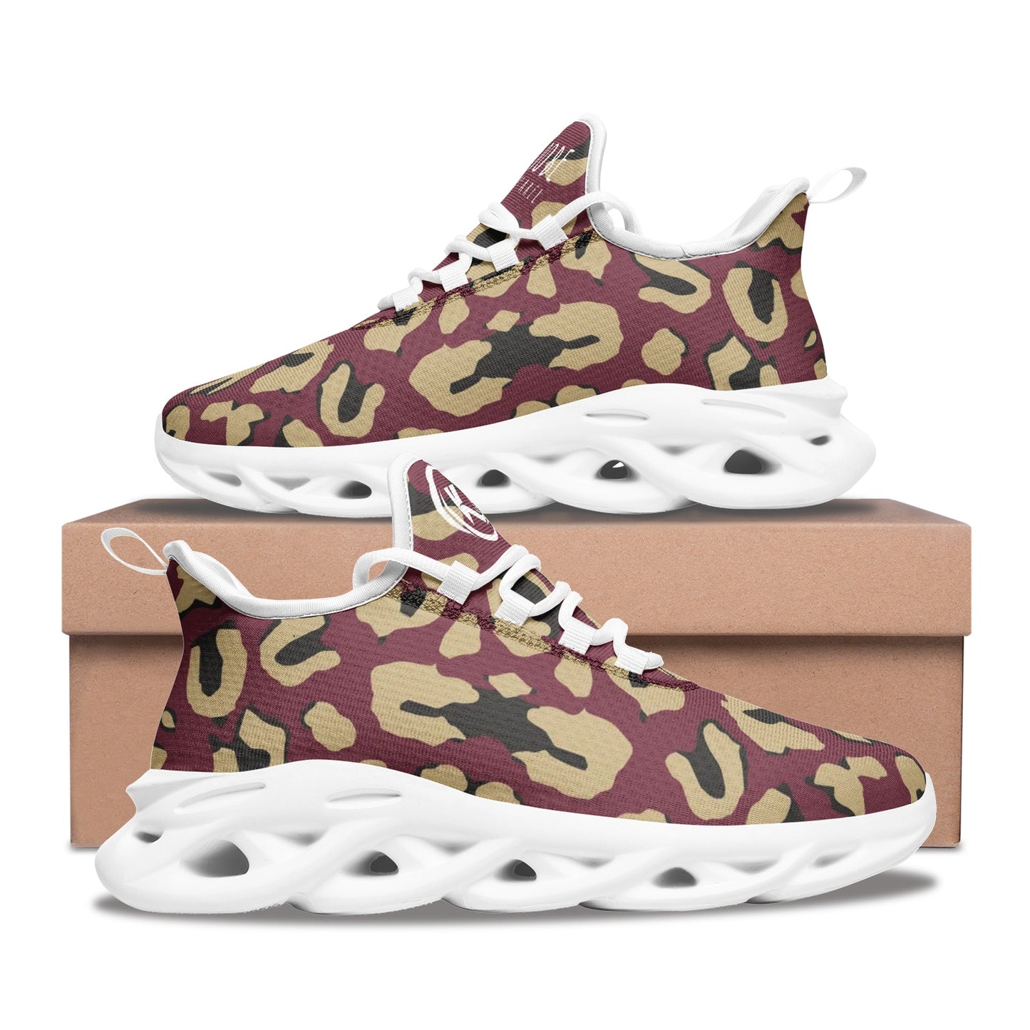 Kadobe Unisex Leopard Garnet Bounce Mesh Knit Sneakers