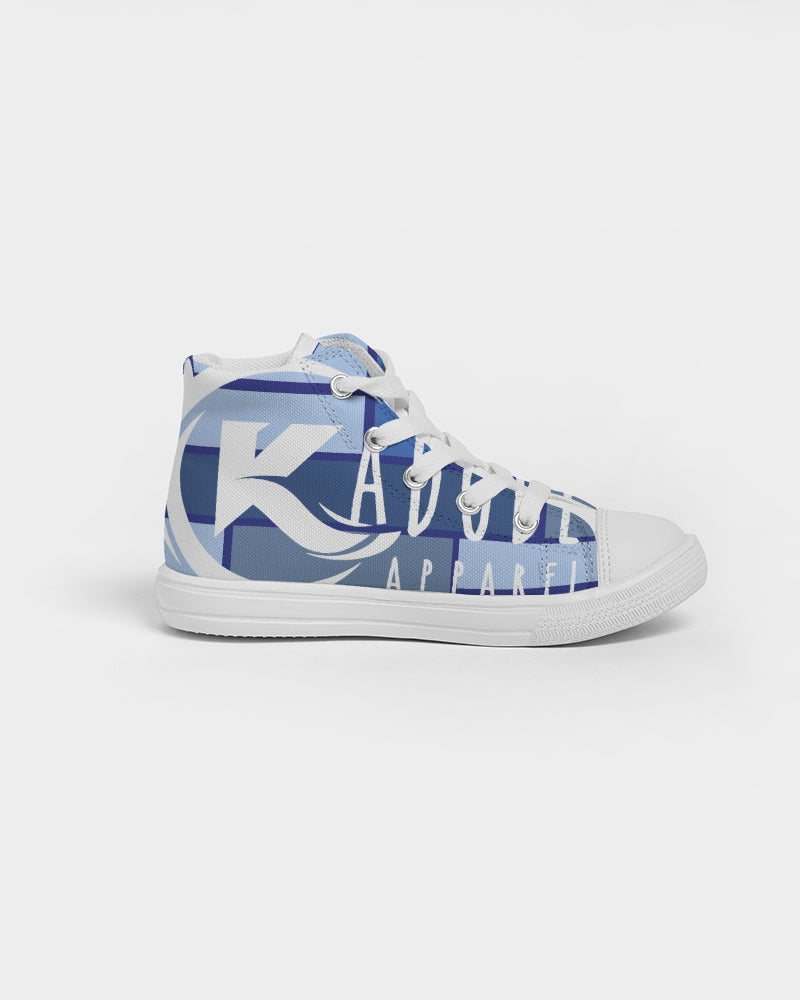 Exclusive Kadobe 2.0 Abstract Blue Boxes Logo Kids High-Top Canvas Shoe