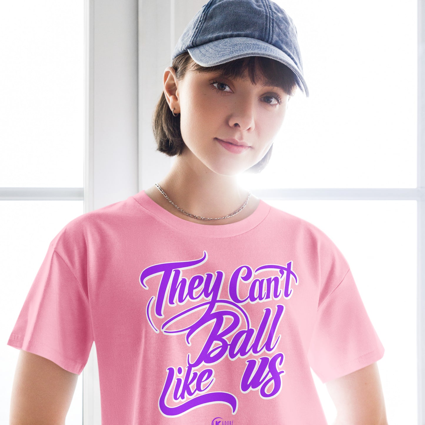 Women’s crop top THEY CAN’T BALL LIKE US Pink and Purple
