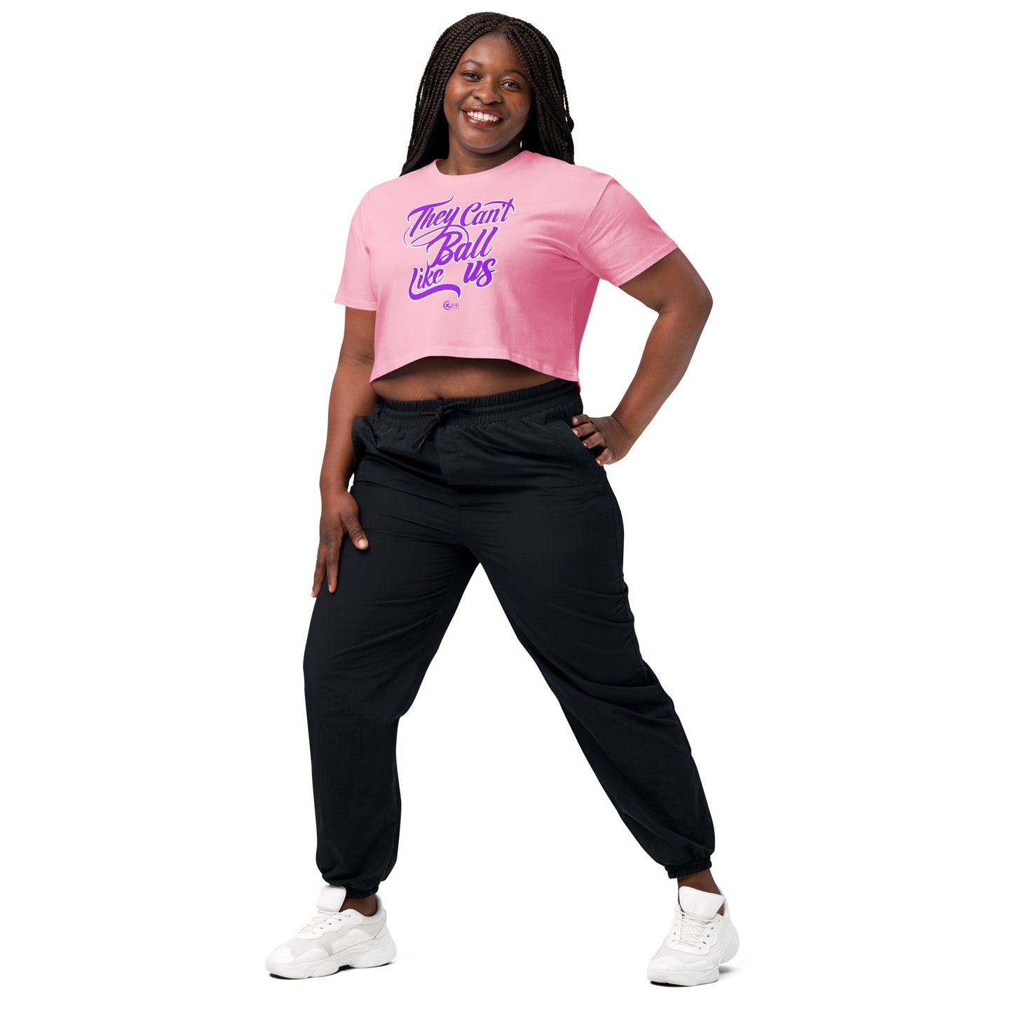 Women’s crop top THEY CAN’T BALL LIKE US Pink and Purple