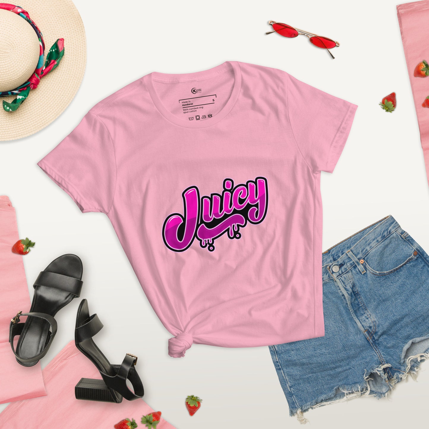 Women’s short sleeve t-shirt Pink and Black Juicy