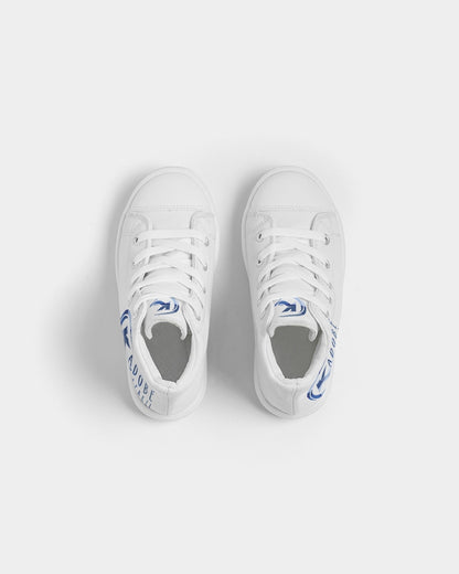 Exclusive Kadobe Abstract Blue Boxes Logo Kids High-Top Canvas Shoe