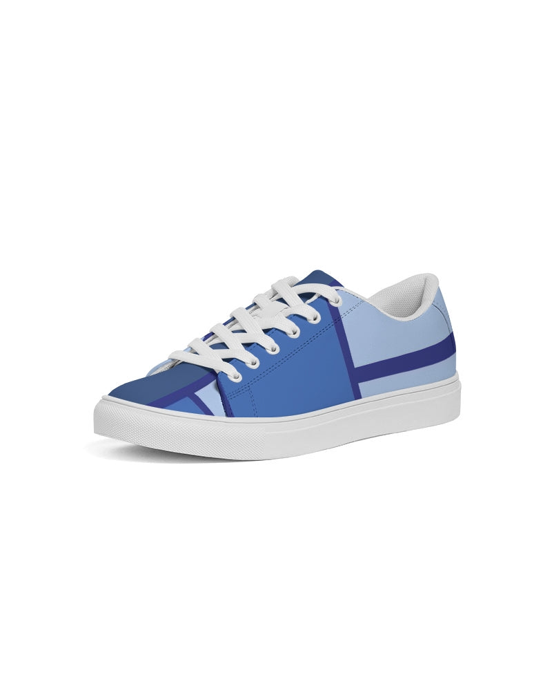 Exclusive Kadobe Abstract Blue Boxes Men’s Faux-Leather Sneaker