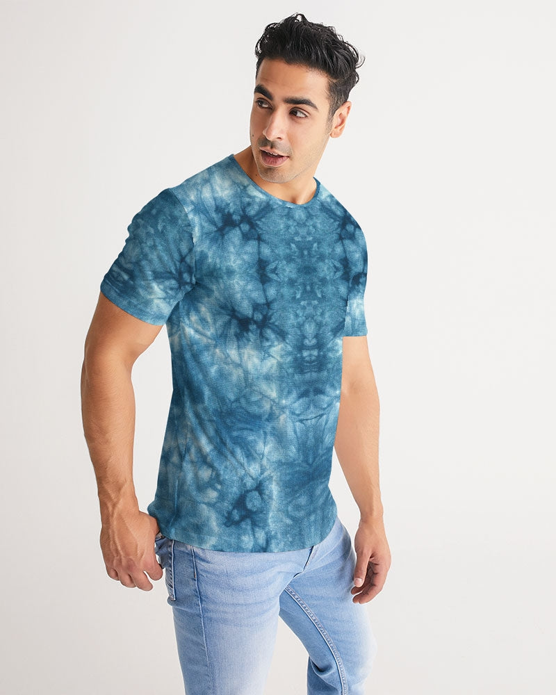 Kadobe Blue Denim Tie Dye Short Sleeve Crew Neck T Shirt