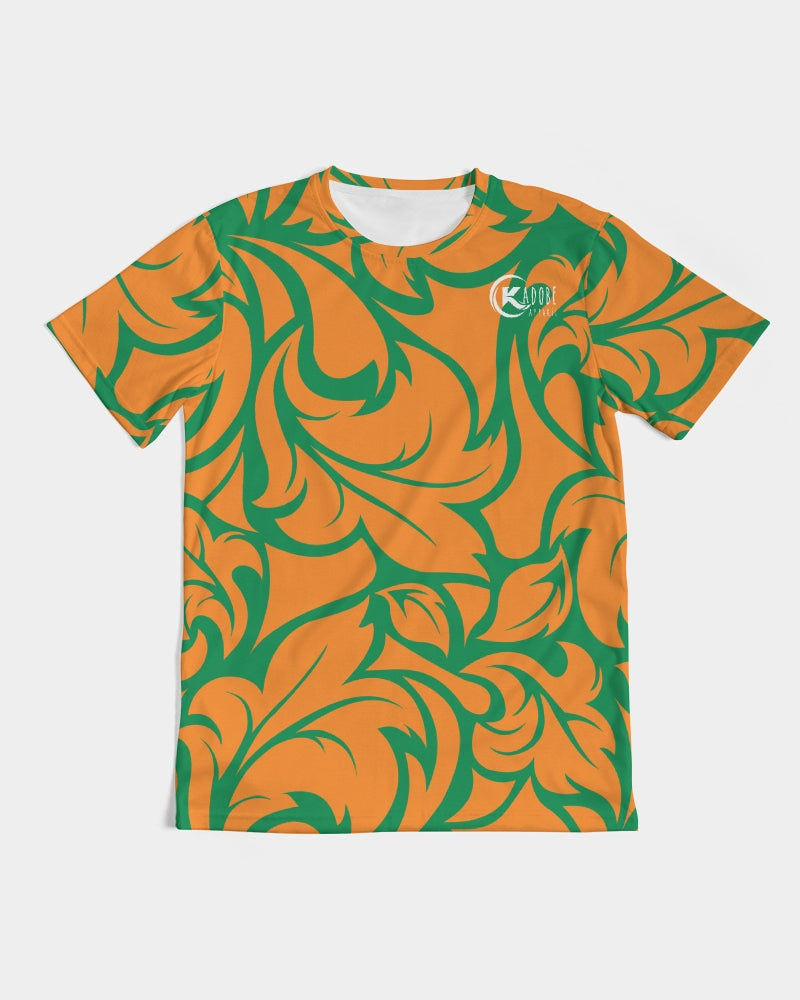 Exclusive Kadobe Orange & Green Jungle Blaze Short Sleeve Crew Neck T Shirt