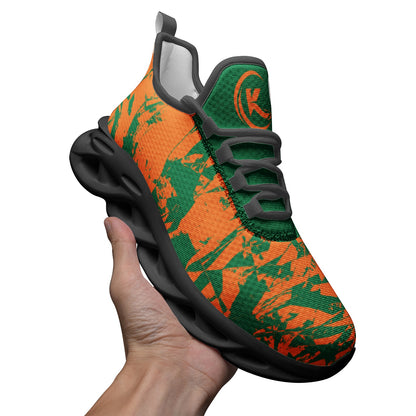 Kadobe Morpheus Orange/Green Unisex Bounce Mesh Knit Sneakers