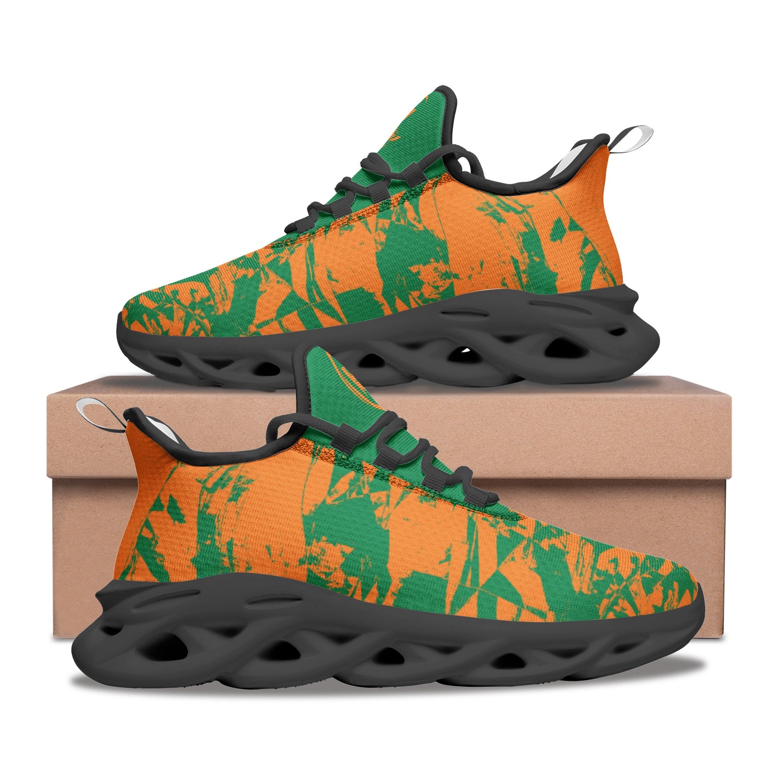 Kadobe Morpheus Orange/Green Unisex Bounce Mesh Knit Sneakers