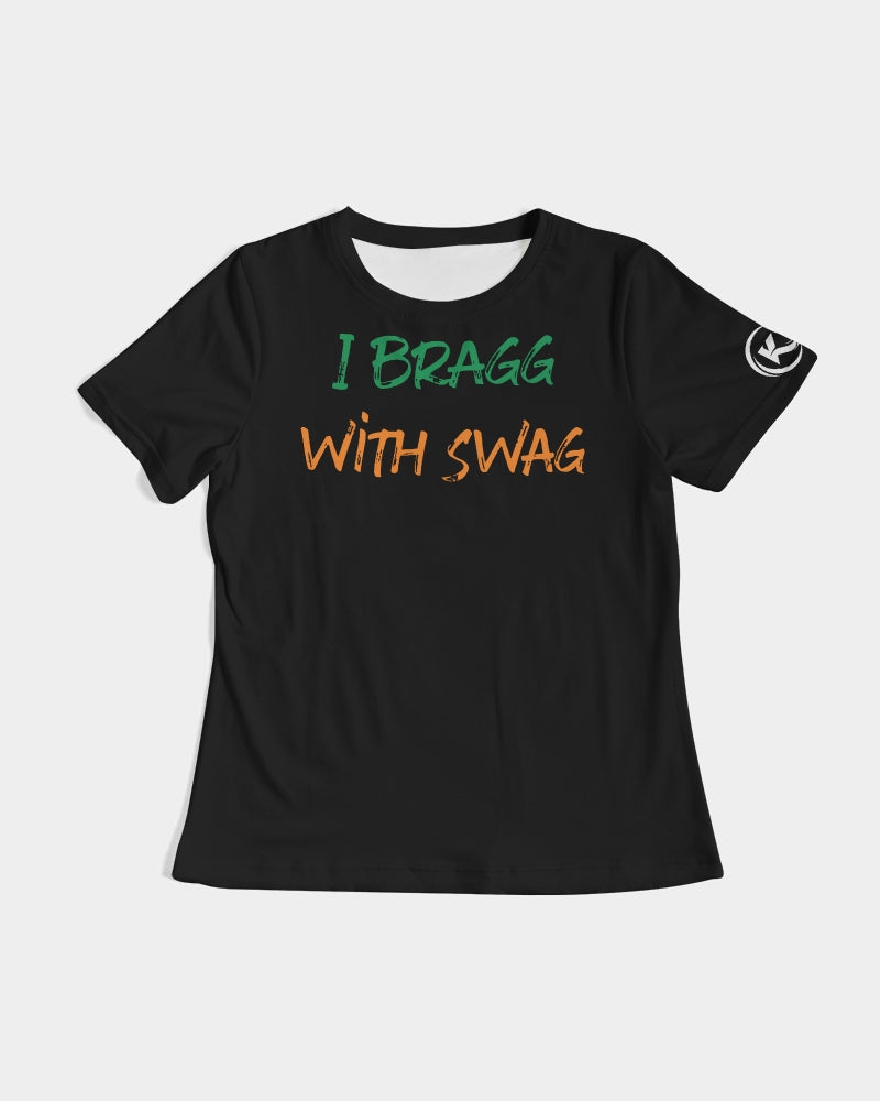 Kadobe Women I Bragg With Swag Black Short Sleeve Crew Neck T Shirt
