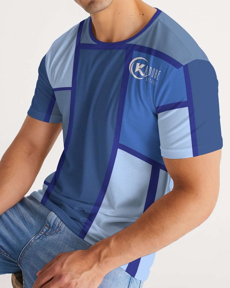 Exclusive Kadobe Abstract Blue Boxes Short Sleeve Crew Neck T Shirt