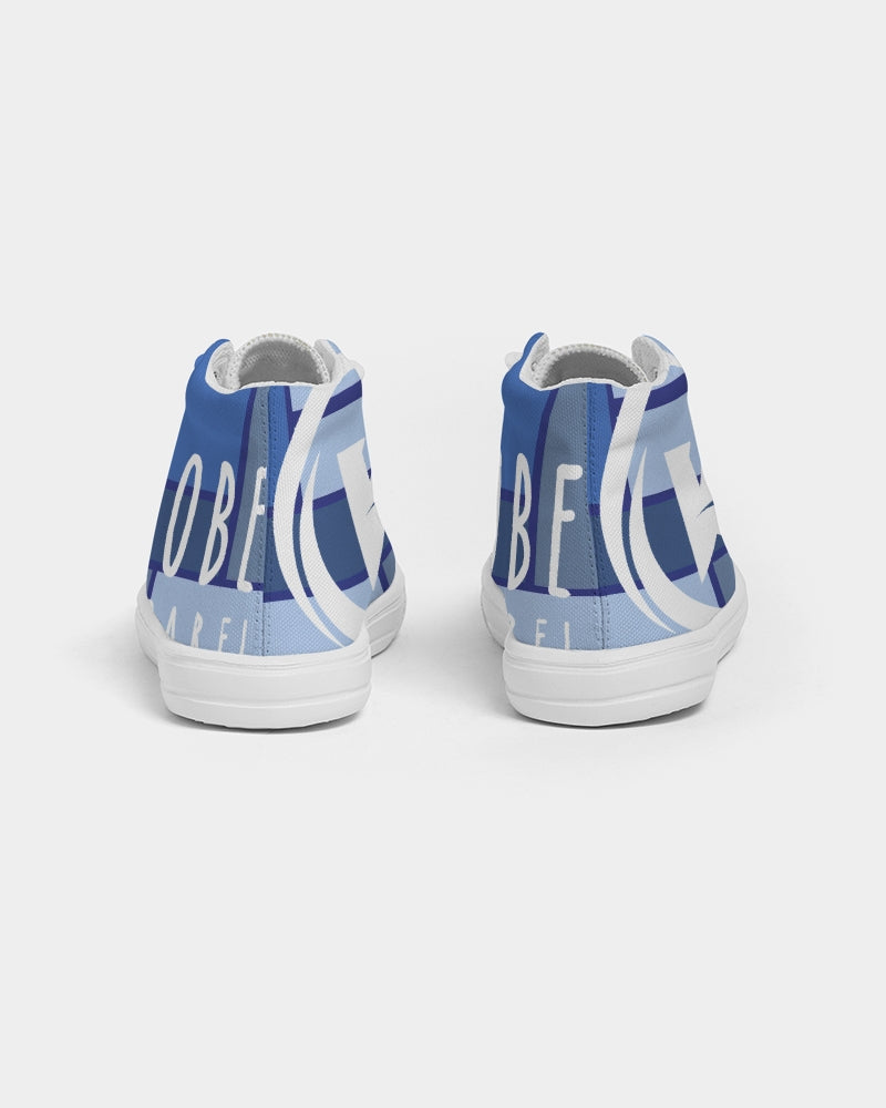 Exclusive Kadobe 2.0 Abstract Blue Boxes Logo Kids High-Top Canvas Shoe
