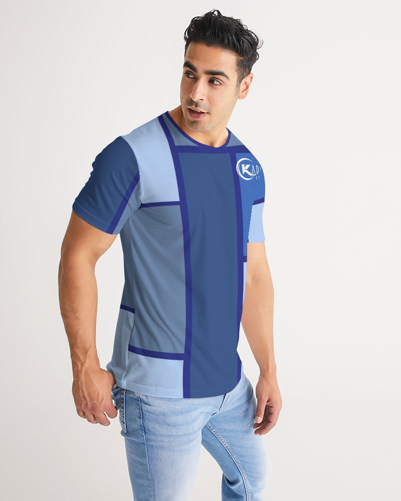 Exclusive Kadobe Abstract Blue Boxes Short Sleeve Crew Neck T Shirt