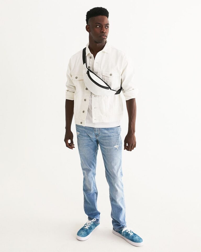 Kadobe Blue Denim Tie Dye Men’s Lace Up Canvas Shoe