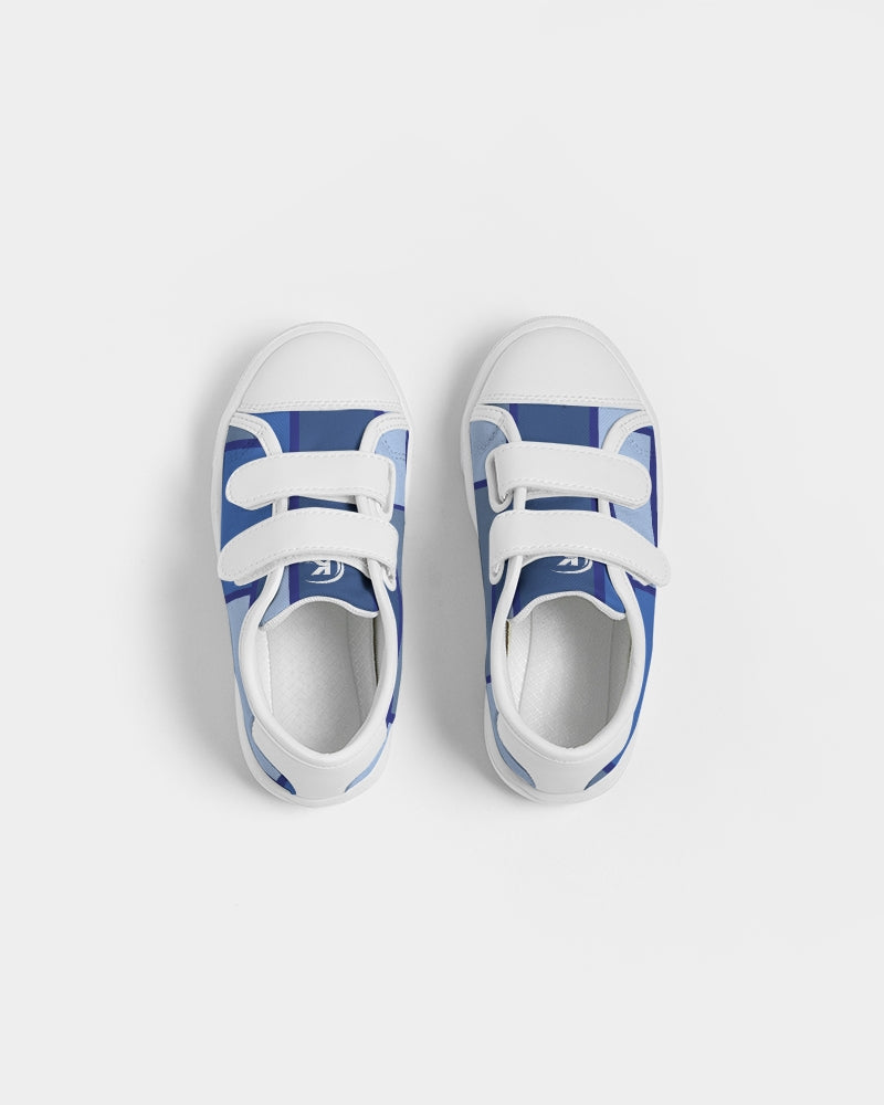 Exclusive Kadobe Abstract Blue Boxes Kids Velcro Sneaker
