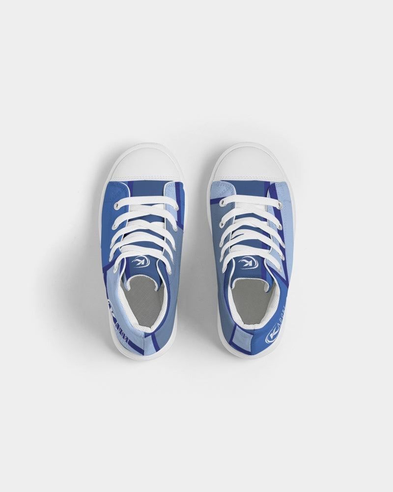 Exclusive Kadobe Abstract Blue Boxes Kids High-Top Canvas Shoe