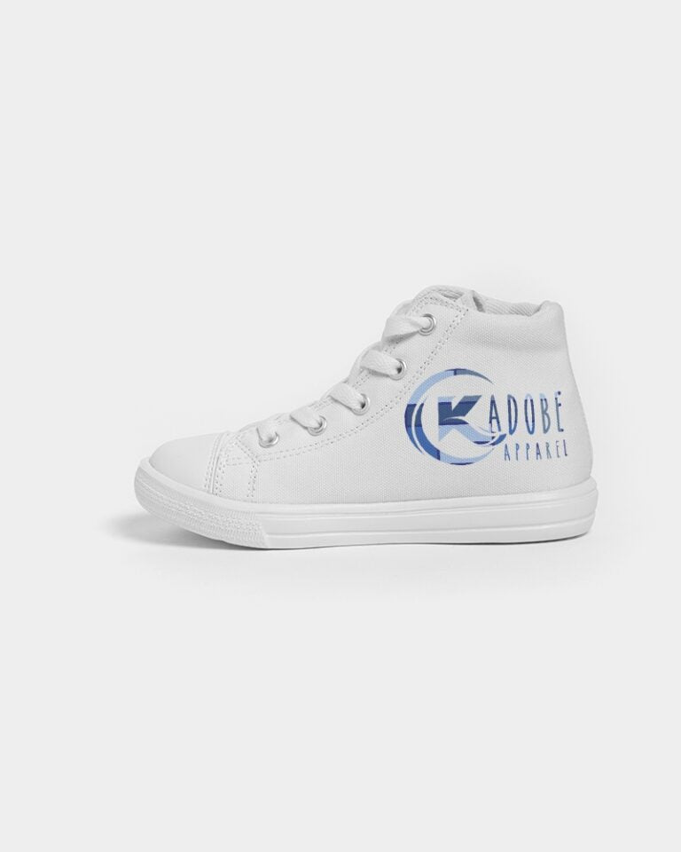 Exclusive Kadobe Abstract Blue Boxes Logo Kids High-Top Canvas Shoe