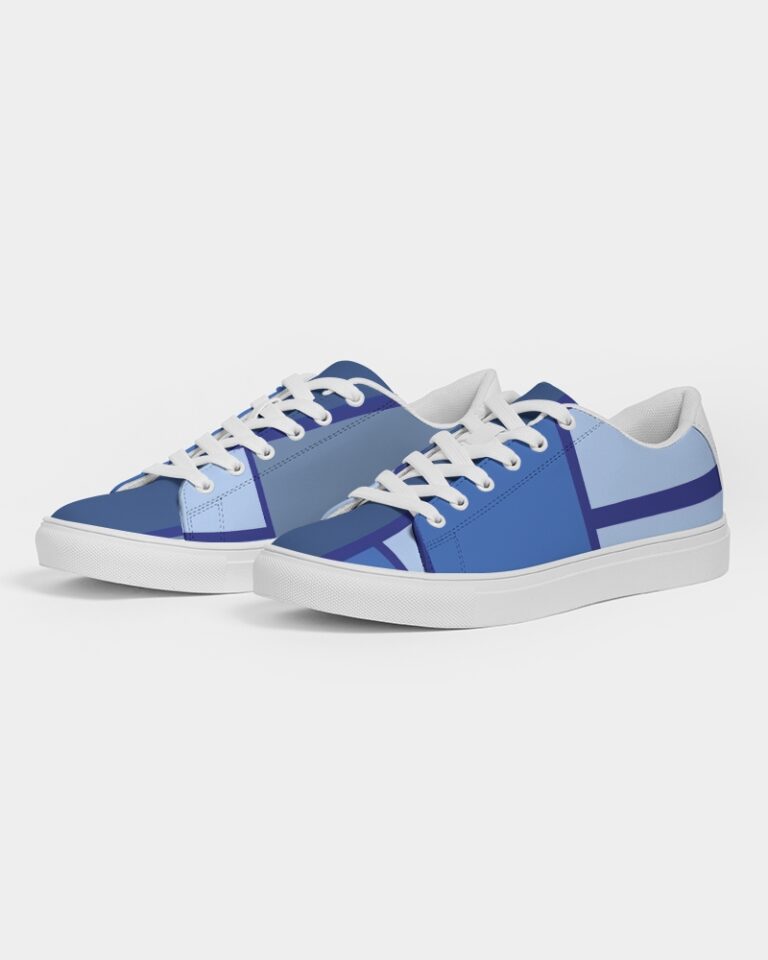 Exclusive Kadobe Abstract Blue Boxes Men’s Faux-Leather Sneaker