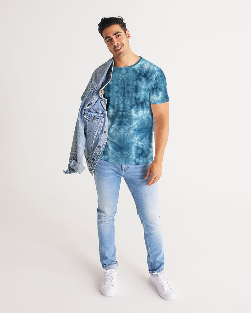 Kadobe Blue Denim Tie Dye Short Sleeve Crew Neck T Shirt