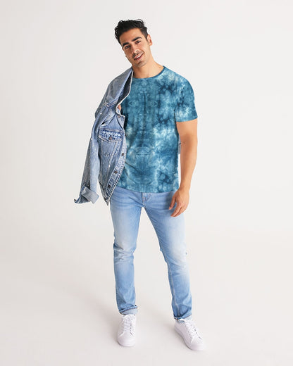 Kadobe Blue Denim Tie Dye Short Sleeve Crew Neck T Shirt