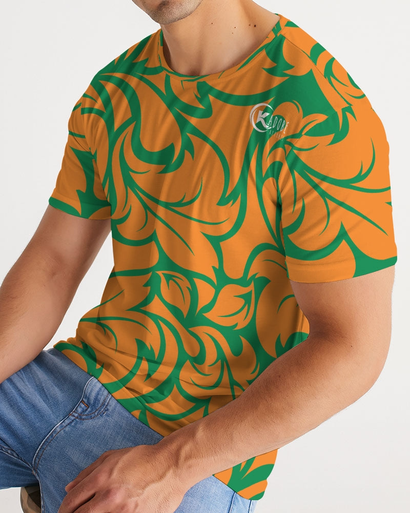 Exclusive Kadobe Orange & Green Jungle Blaze Short Sleeve Crew Neck T Shirt