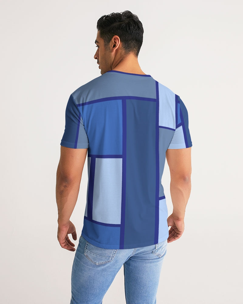 Exclusive Kadobe Abstract Blue Boxes Short Sleeve Crew Neck T Shirt
