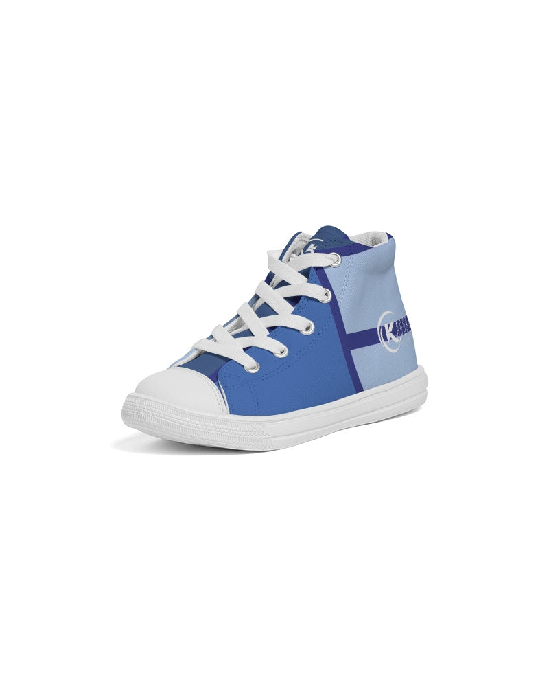 Exclusive Kadobe Abstract Blue Boxes Kids High-Top Canvas Shoe