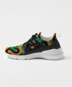 Kadobe Unisex Leopard Orange Bounce Mesh Knit Sneakers