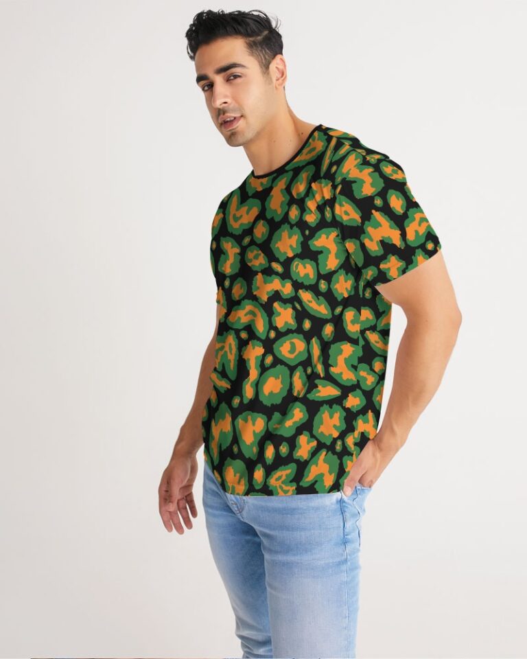 Kadobe Leopard Orange Crew Neck Short Sleeve T Shirt