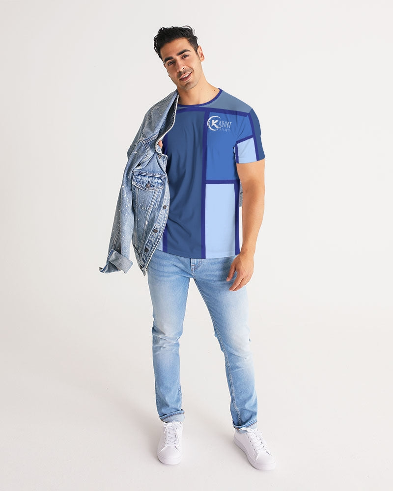Exclusive Kadobe Abstract Blue Boxes Short Sleeve Crew Neck T Shirt