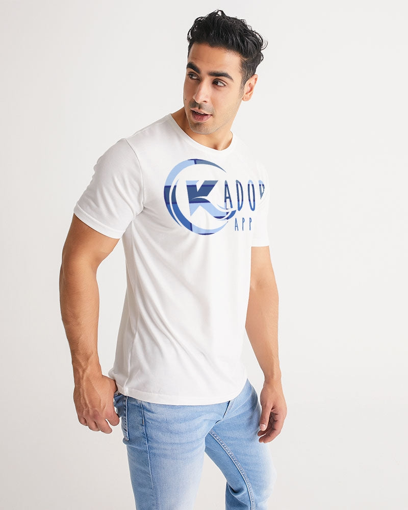 Exclusive Kadobe Abstract Blue Boxes Logo Short Sleeve Crew Neck T Shirt