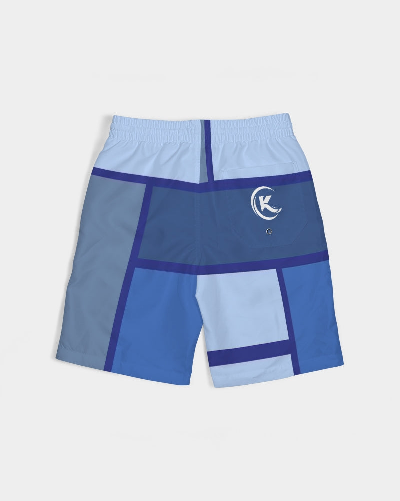 Exclusive Kadobe Abstract Blue Boxes Boys Swim Trunk