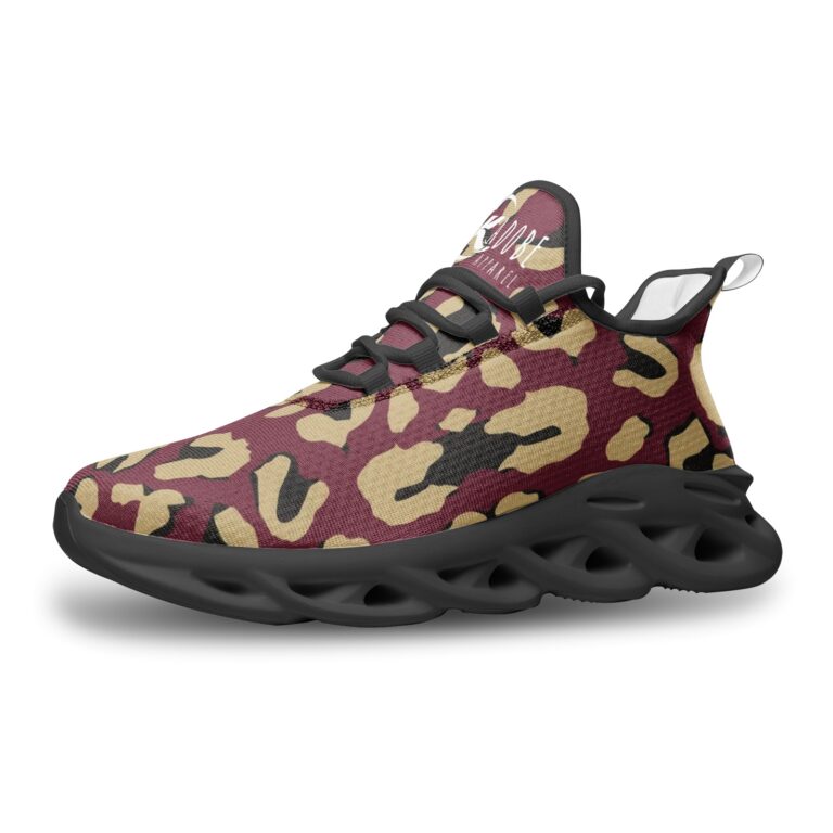 Kadobe Unisex Leopard Garnet Bounce Mesh Knit Sneakers