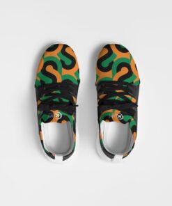 Kadobe Unisex Leopard Orange Bounce Mesh Knit Sneakers