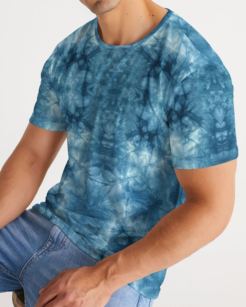 Kadobe Blue Denim Tie Dye Short Sleeve Crew Neck T Shirt
