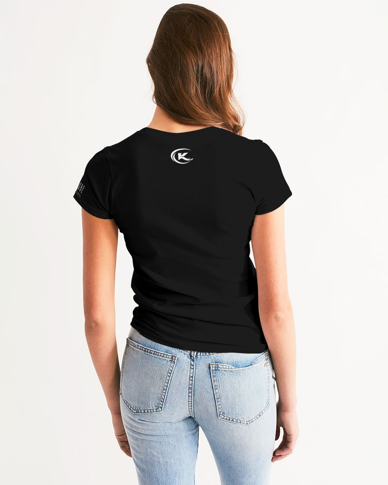 Kadobe Women I Bragg With Swag Black Short Sleeve Crew Neck T Shirt