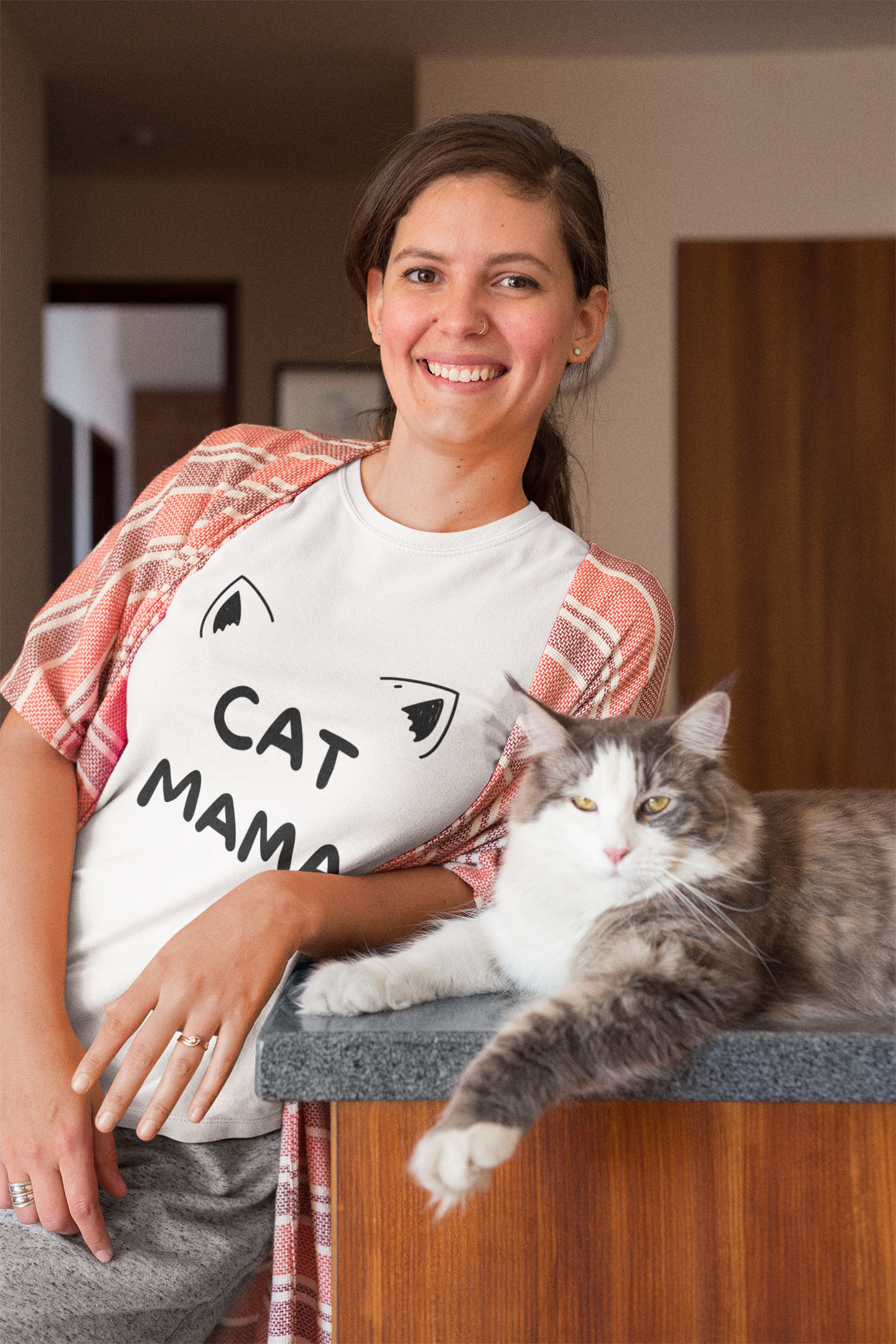 Women's Cat Mama Tee | Best Cat Mom Graphic Shirt