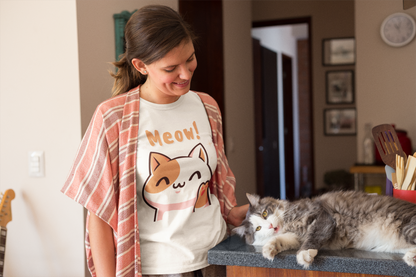 Women's Meow! Waving Cat T-Shirt | Cute Pet Tee
