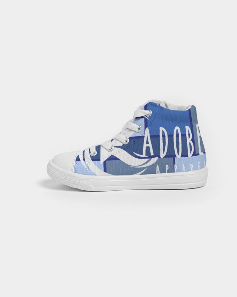 Exclusive Kadobe 2.0 Abstract Blue Boxes Logo Kids High-Top Canvas Shoe