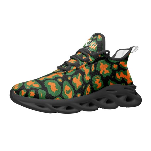 Kadobe Unisex Leopard Orange Bounce Mesh Knit Sneakers
