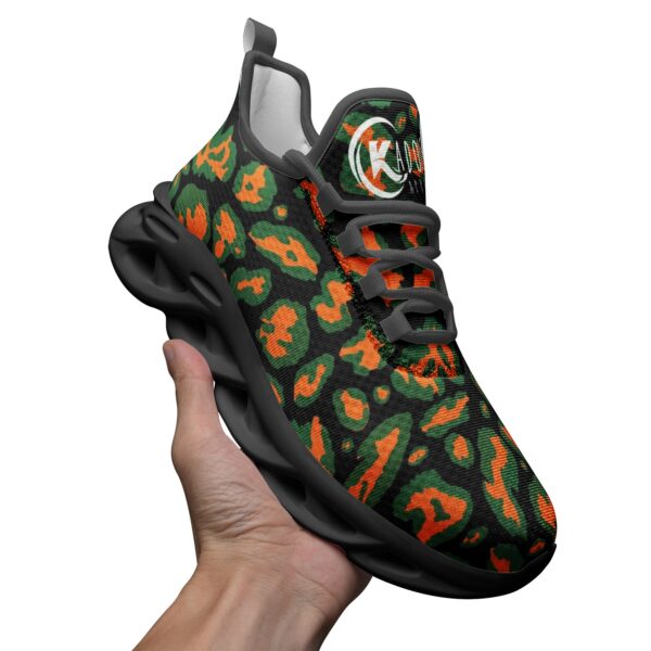 Kadobe Unisex Leopard Orange Bounce Mesh Knit Sneakers