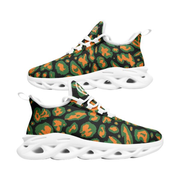Kadobe Unisex Leopard Orange Bounce Mesh Knit Sneakers