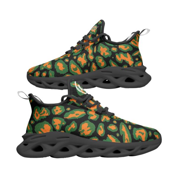 Kadobe Unisex Leopard Orange Bounce Mesh Knit Sneakers
