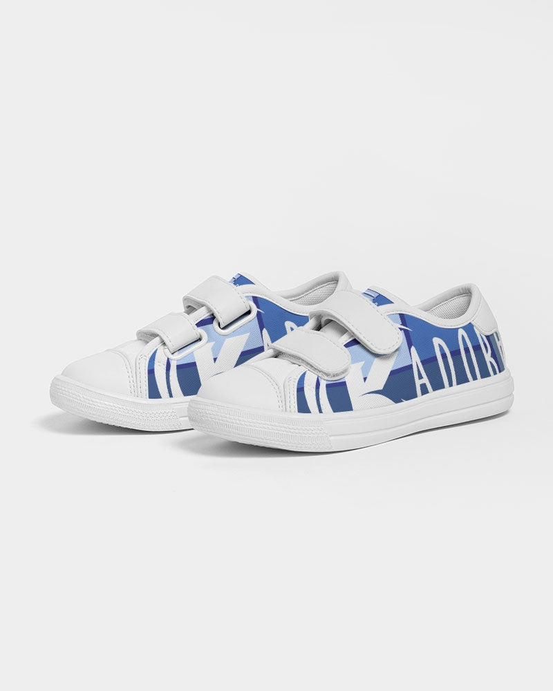 Exclusive Kadobe 2.0 Abstract Blue Boxes Logo Kids Velcro Sneaker